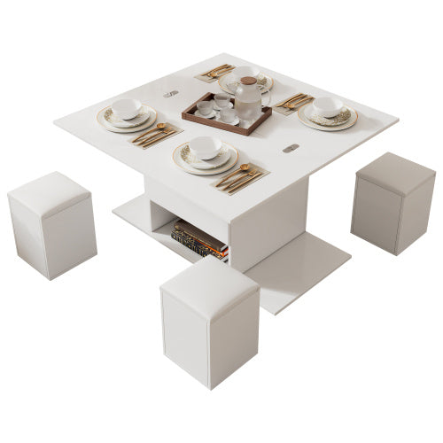 Lift Up Coffee Table, Coffee Table With Storage, Lift-Top Sofa End Tea Tables For Living Room Furniture , White