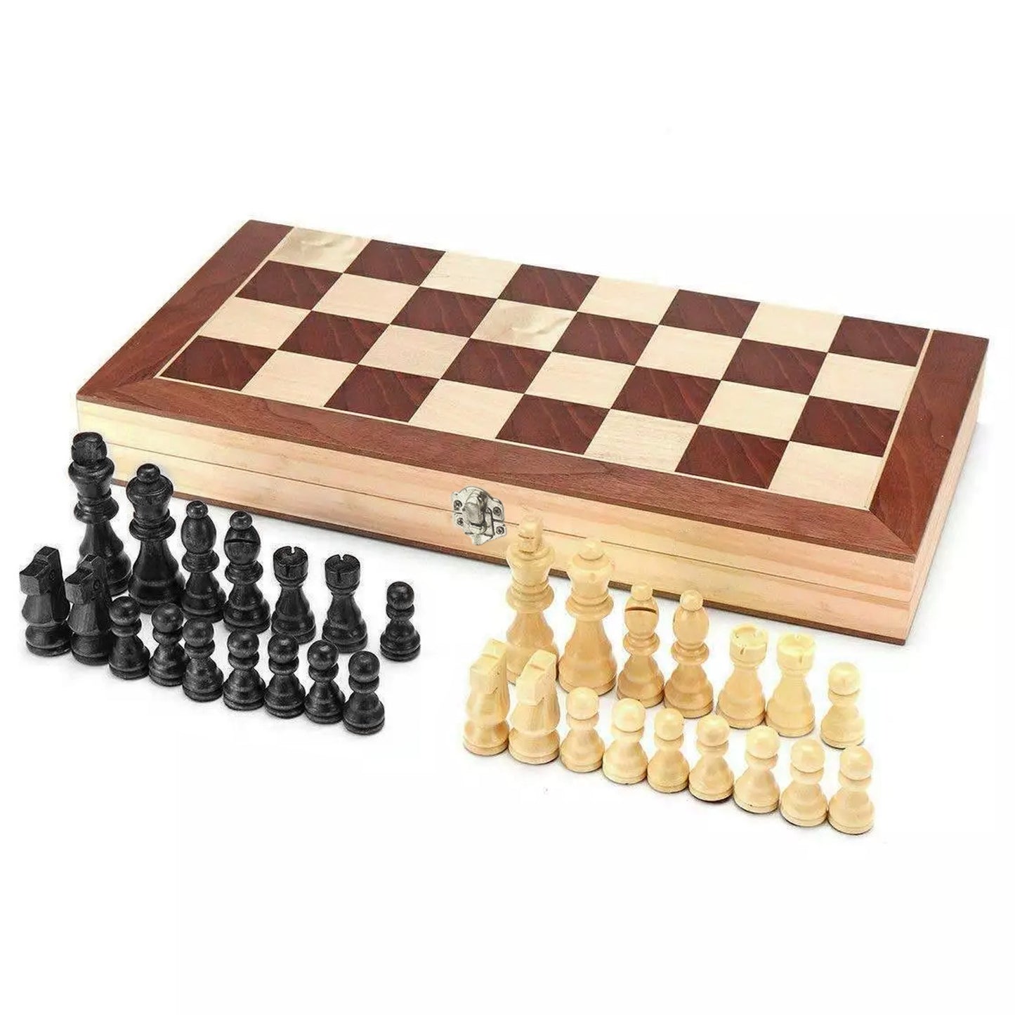 3 In 1 Wooden Chess Set Folding Chess Pieces Wooden Chess Board Family Toy