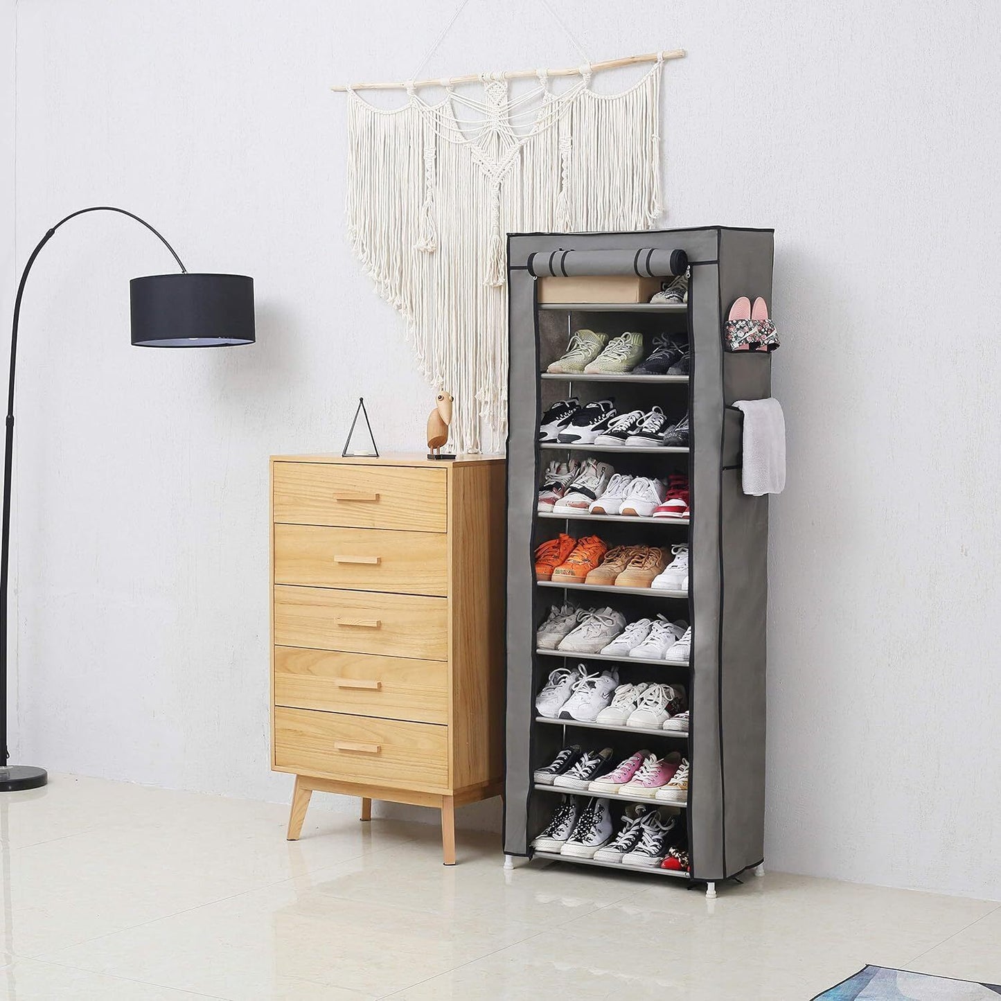 10 Tier Cabinet Storage Black Organiser Shoe Rack Stand Holds 27 Pairs Dustproof