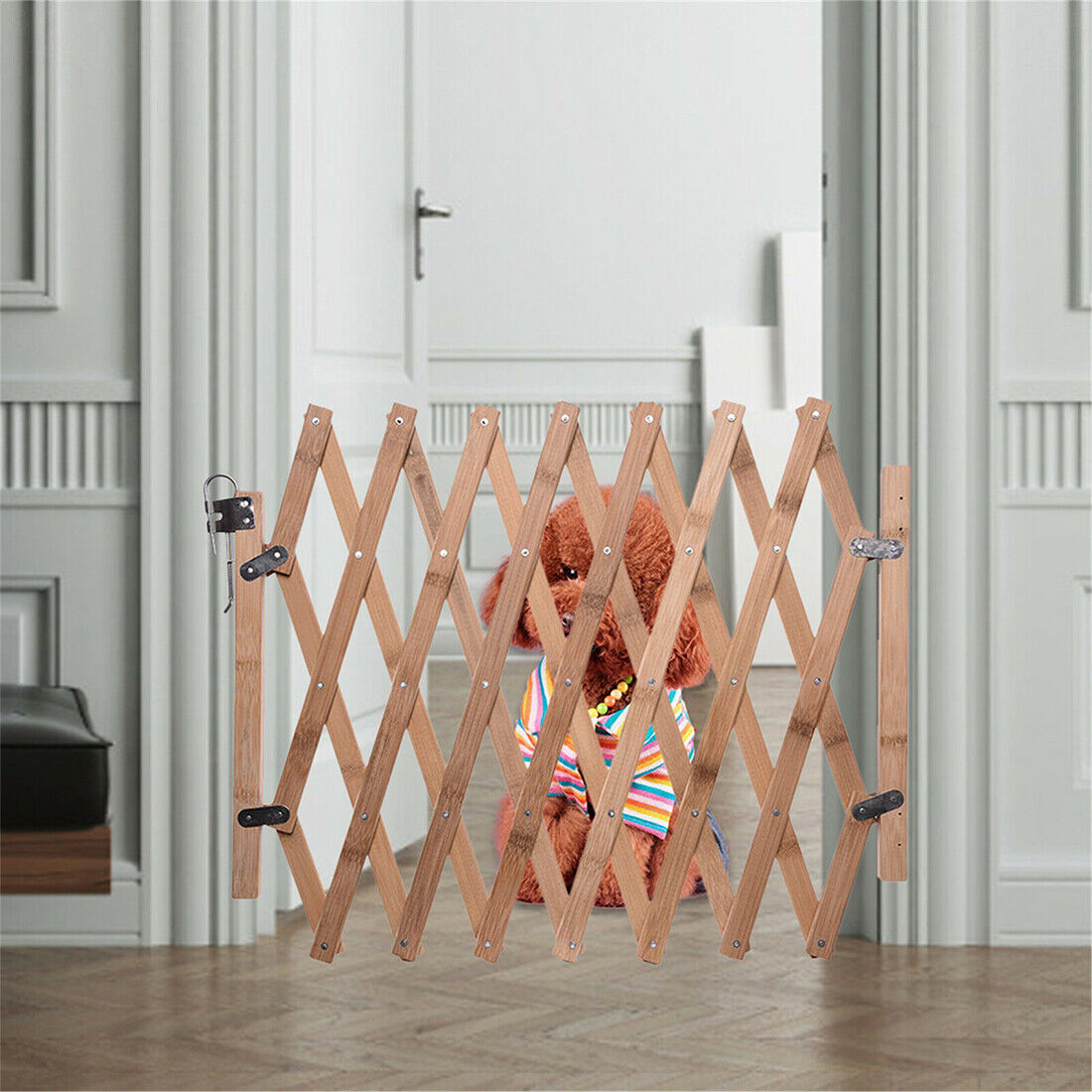 Baby Safety Fence Expanding Portable Wooden Pet Dog Freestanding Trellis Gate UK