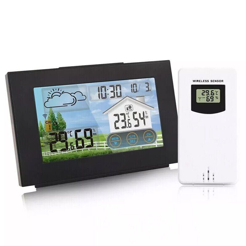 Wireless Weather Station Clock Digital Thermometer Temperature Indoor&Outdoor.