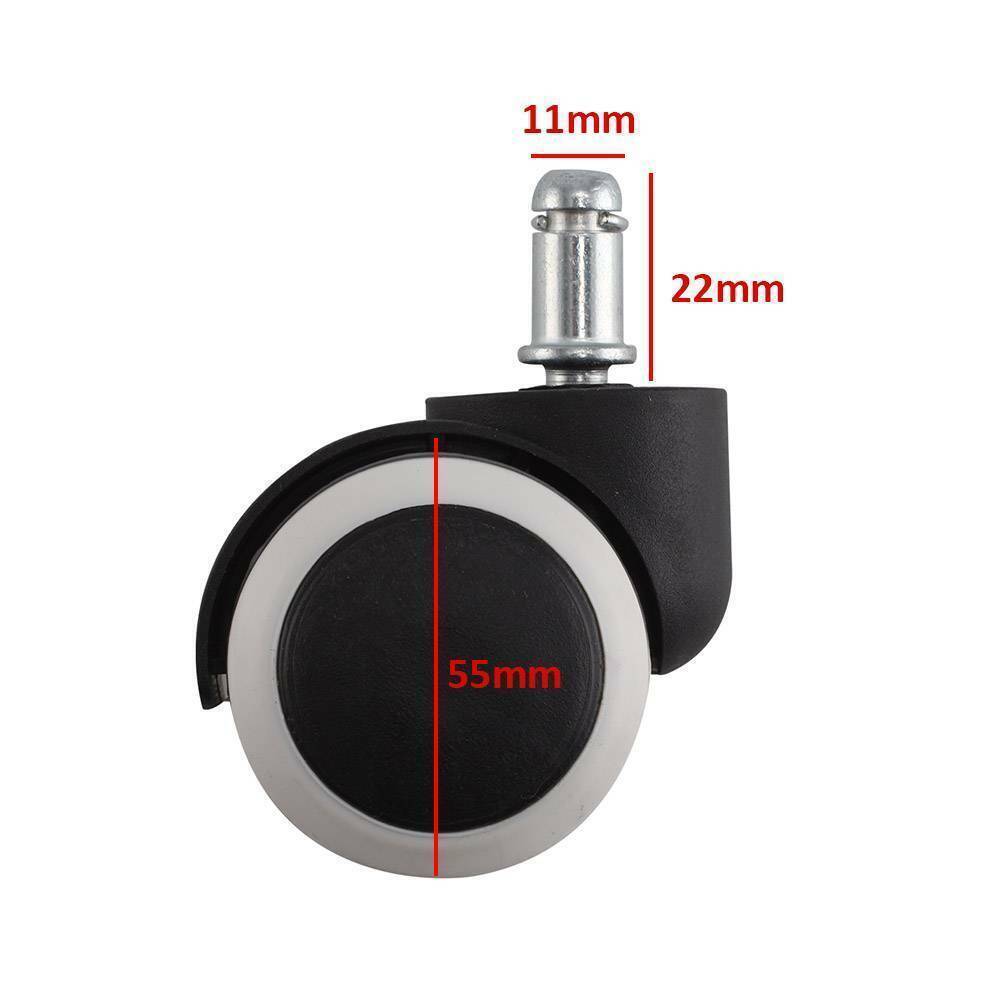 5x Soft Rubber Non Marking Castor Wheels 50mm 11mm Computer Office Chair Caster