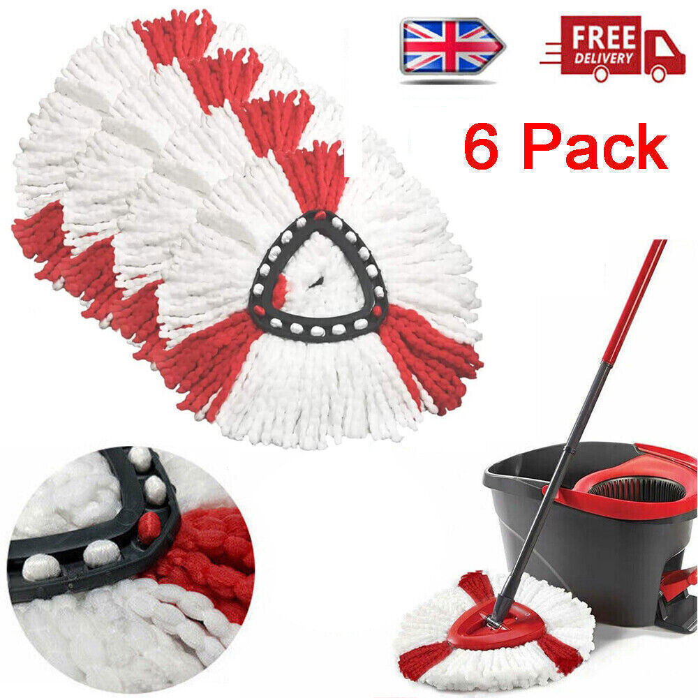 6x Replacement For Vileda Mop Heads Refill Turbo Microfibre Spin Mop Easy Wring