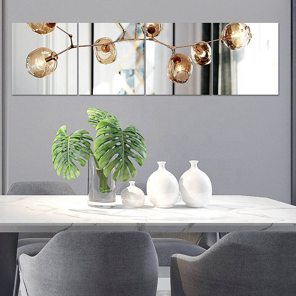 4Pcs 30X30cm Mirror Tiles Wall Sticker Square Self Adhesive Stick On Home Decor