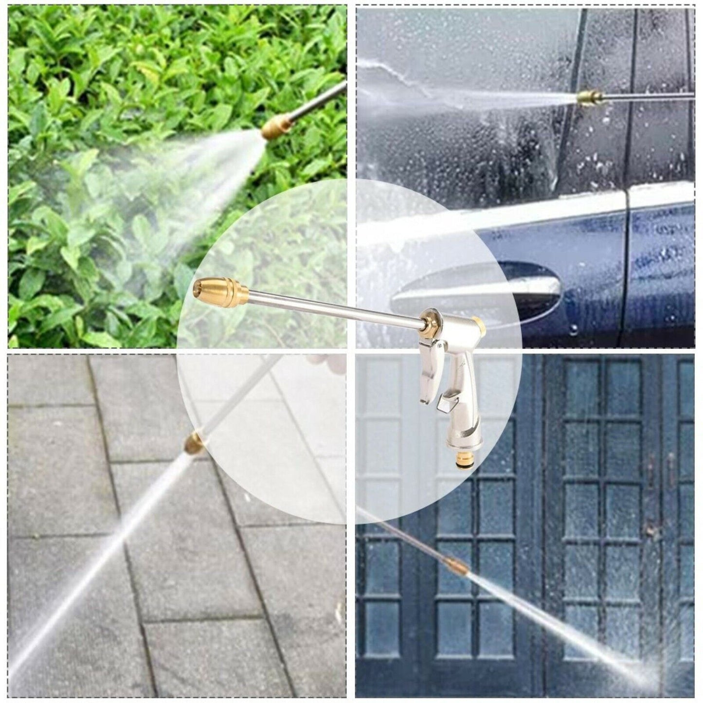 High Pressure Water Spray Gun Brass Nozzle Garden Hose Pipe For Lawn Car Wash N