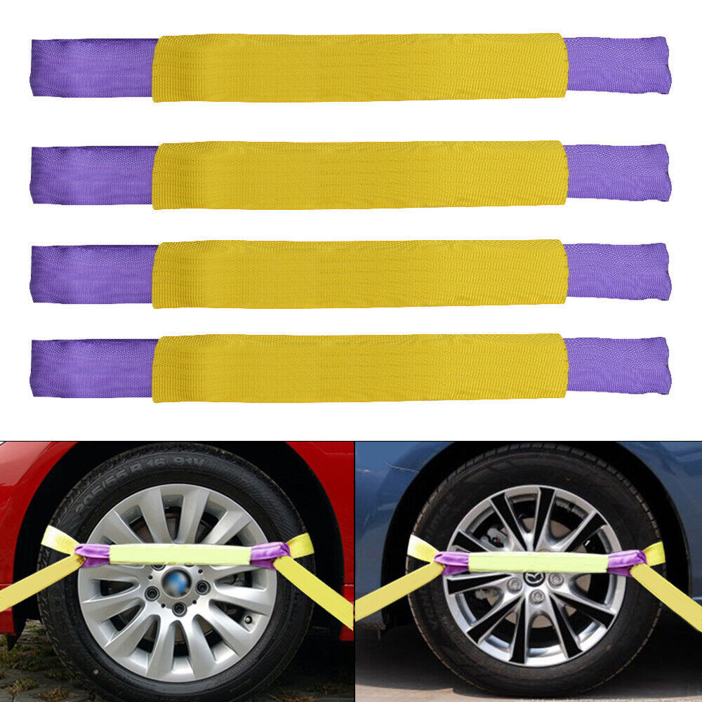 4pcs Truck Car Tire Wheel Link Straps Trailer Recovery Ratchet Tie Down Straps