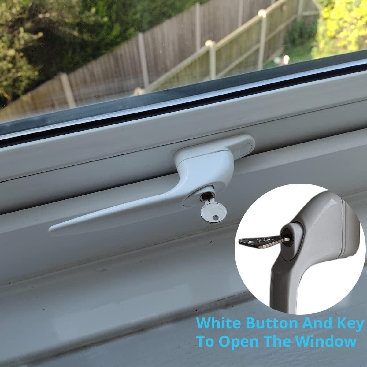 5 Cylinder UPVC Universal Window Handle Straight Lock Espag Double Glazing White