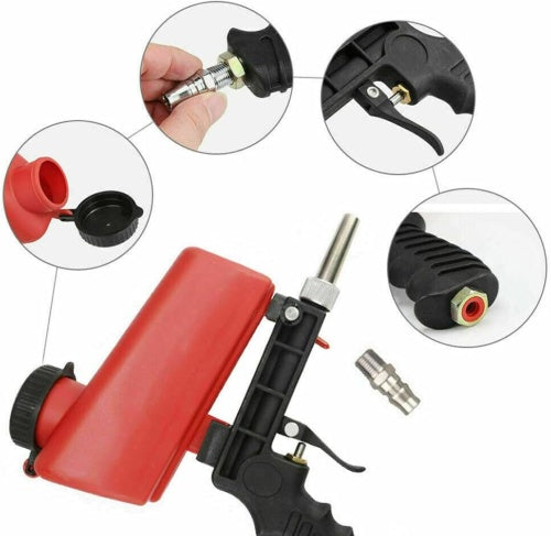 14  Air Portable Sandblasting Gun Hand Held Sand Blaster Shot Media Blasting UK
