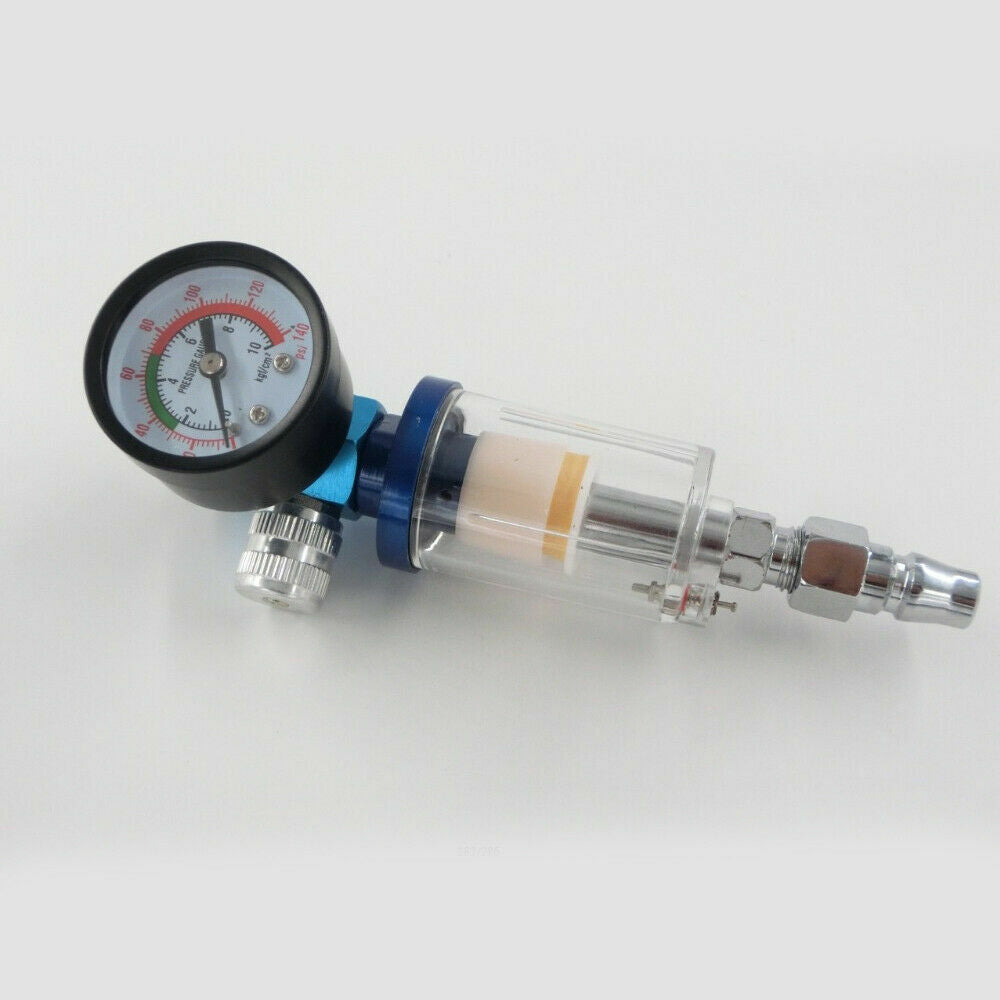 Mini Air Pressure Regulator Gauge Spray Gun & In-Line Water Trap Air Filter