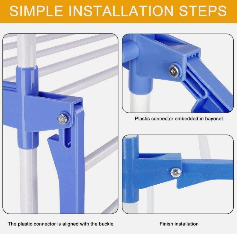 4 Tier Clothes Airer Dryer Rack Foldable Dry Rail Hanger Laundry Indoor Outdoor