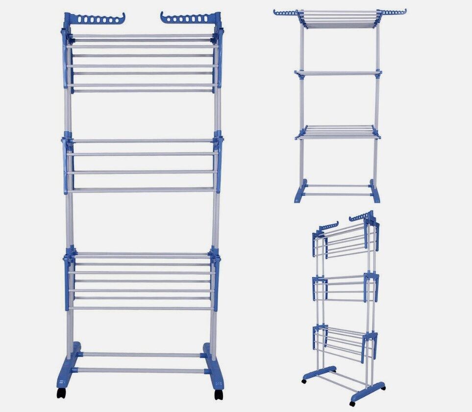 4 Tier Clothes Airer Dryer Rack Foldable Dry Rail Hanger Laundry Indoor Outdoor
