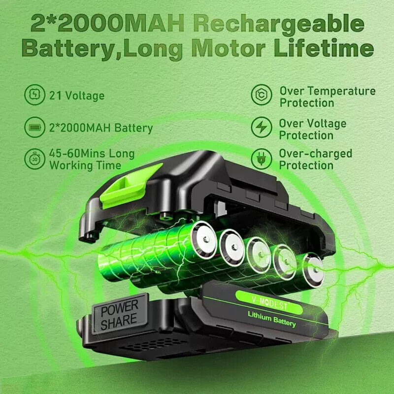 21V Cordless Strimmer Grass Trimmer Tree Cutter Garden Edger Electric 2Batteries