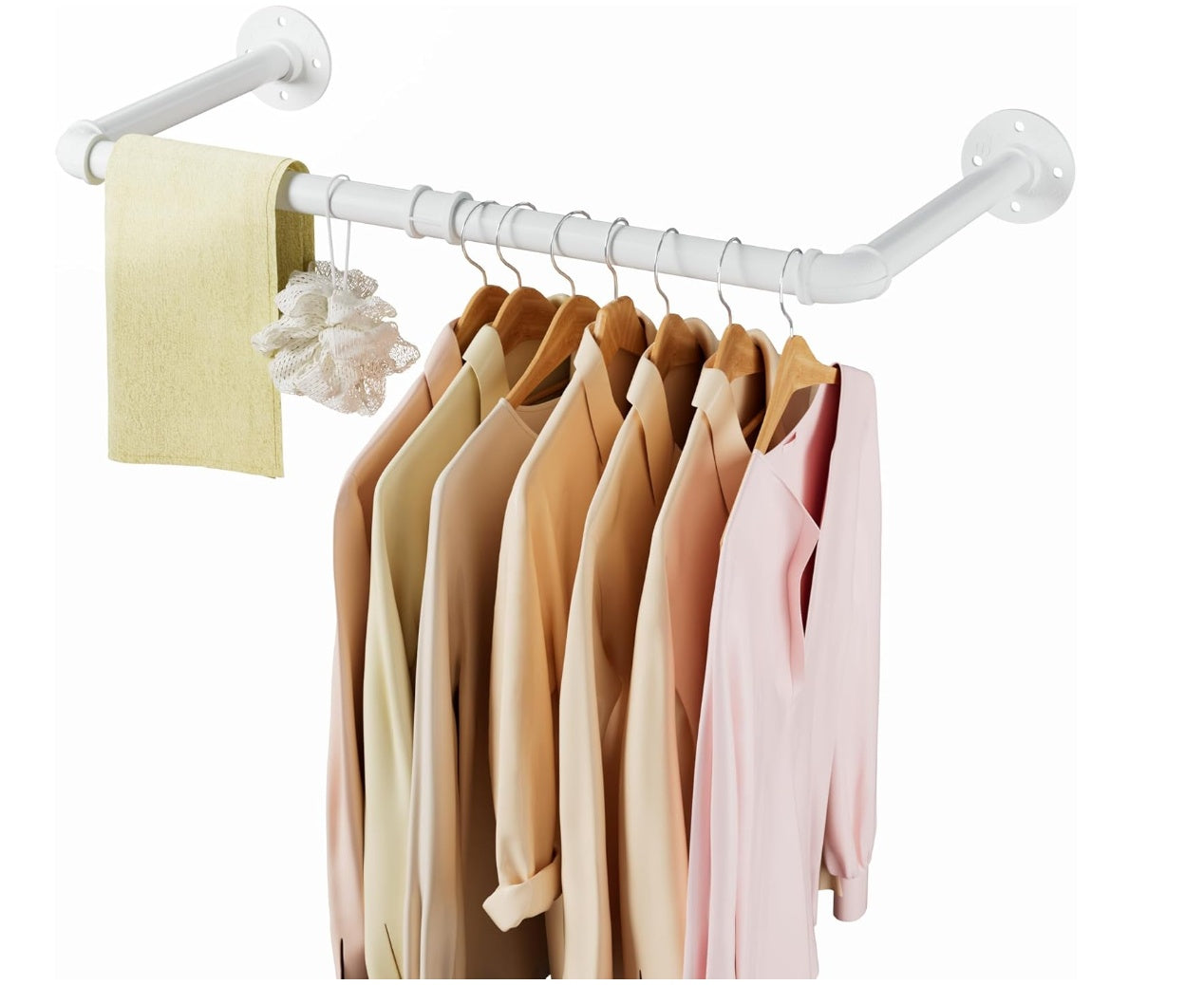 Tienily Industrial Pipe Clothes Rack, Metal Hanging Rails For Clothes, 80cm Clothes Rail Wall Mounted For Bedroom Storage