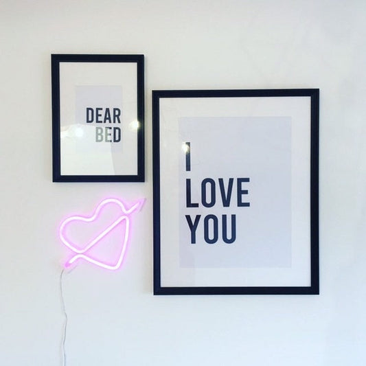 Dear Bed I Love You Black Bold Set Of 2 Bedroom Decor Wall Prints-0