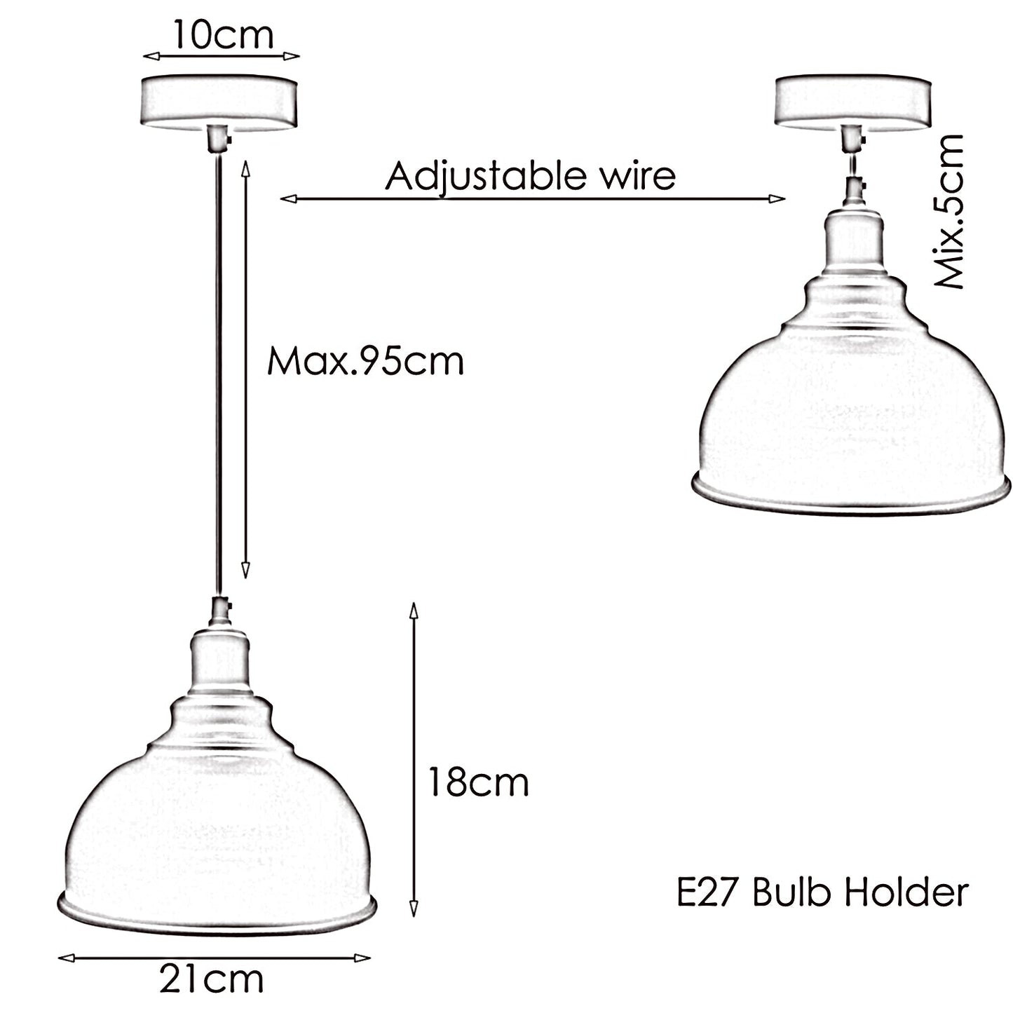 Brushed Silver Retro Pendant Shade Metal Style pendant light~1855-2