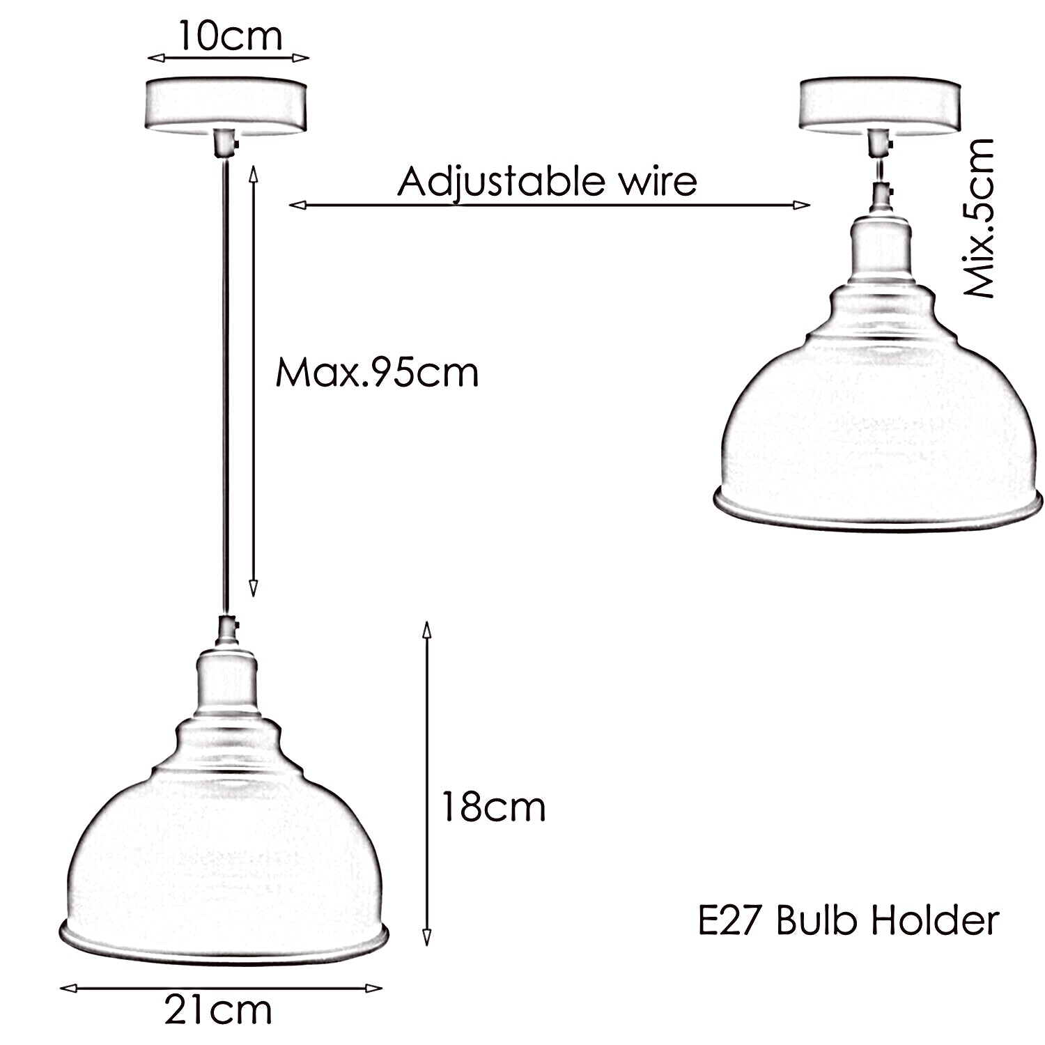 Brushed Silver Retro Pendant Shade Metal Style pendant light~1855-2