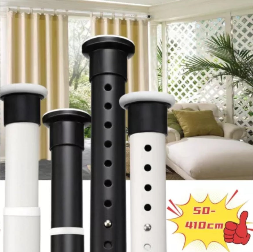 50-410cm Shower Curtain Rail Pole Heavy Duty Extendable Tension Rod No Drilling