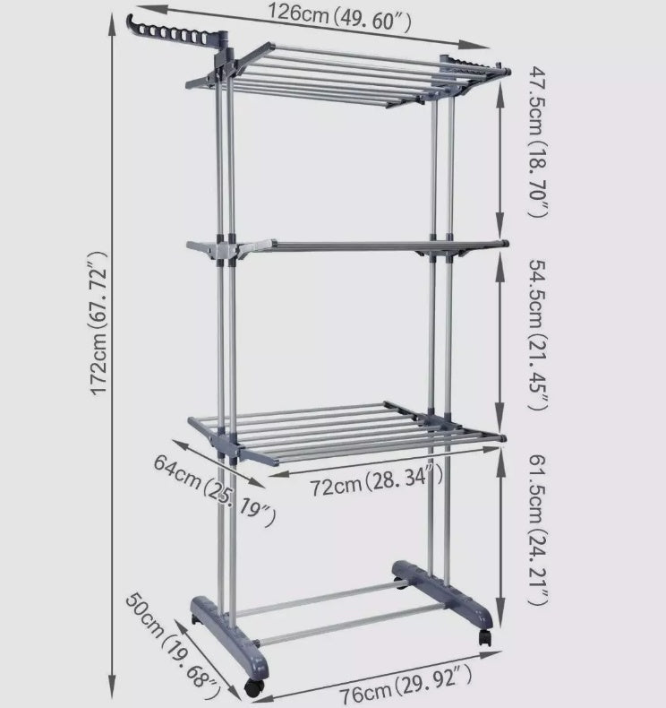 4 Tier Clothes Airer Dryer Rack Foldable Dry Rail Hanger Laundry Indoor Outdoor