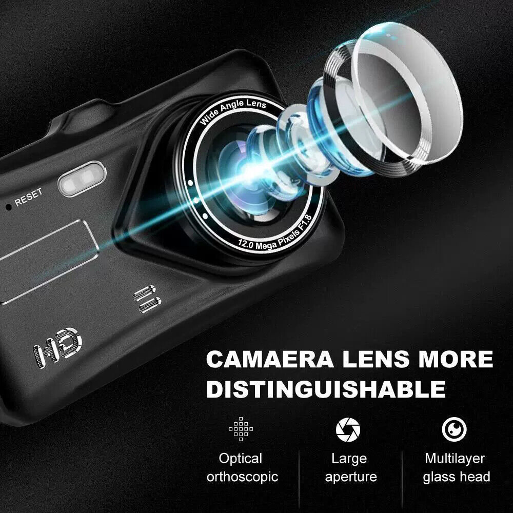 Dashcam Pro DUAL REAR Car Camera  Wide Angle 1080p With 32GB SD Card