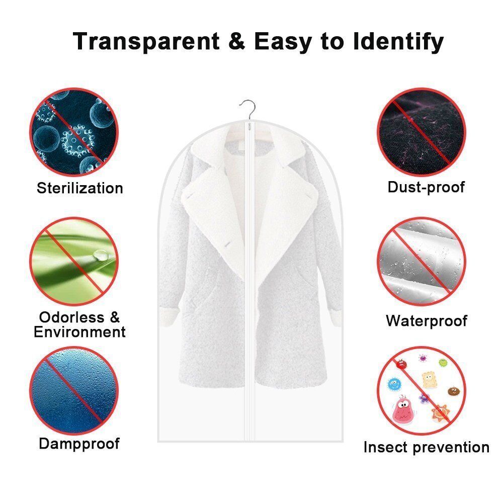 10x Clear Coat Dress Garment Clothes Cover Dust Protector Travel Bag With Zip