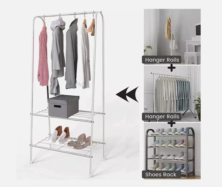 Heavy Duty Metal Clothes Rod Shoe Storage Clothing Rack Hanging Display Rack