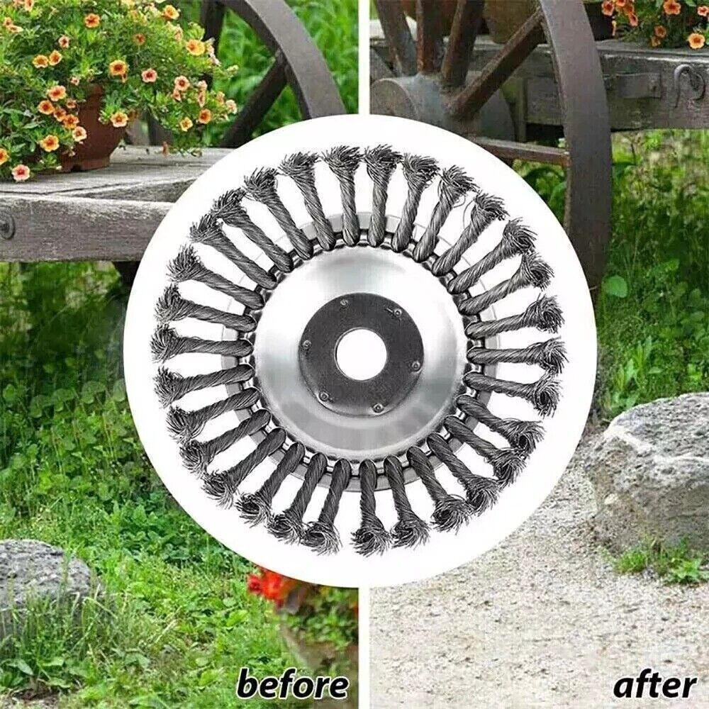 8-Inch Grass Strimmer Head Trimmer Brush Steel Wire Wheel Garden Weed Trimmer