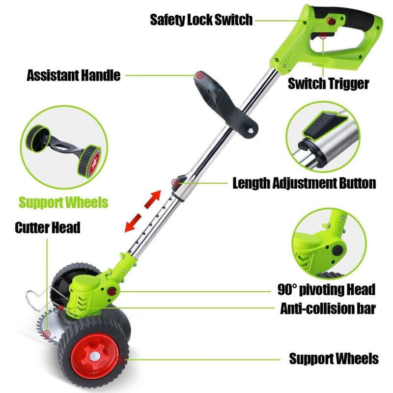 21V Cordless Strimmer Grass Trimmer Tree Cutter Garden Edger Electric 2Batteries