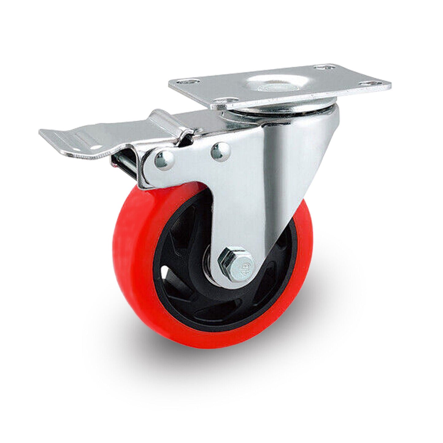 2PCS Double Bearing 700KG Rubber Swivel Brake Castor Wheel Trolley Caster