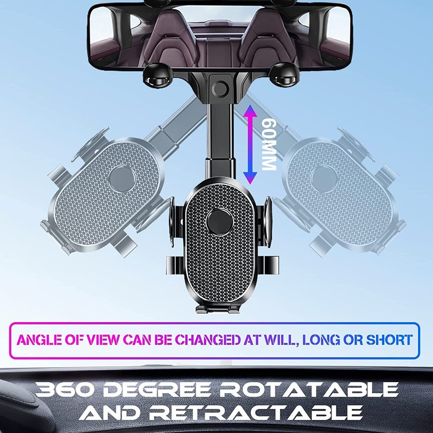Rotatable And Retractable Car Phone Holder Rearview Mirror 2024 NEW