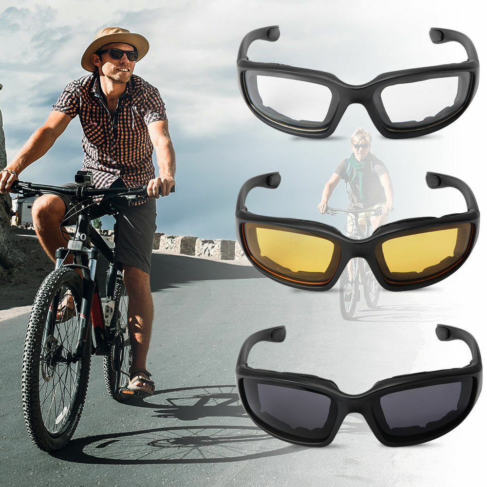 3 Pair Motorcycle Sports Padded Biker Riding Glasses Wind Resistant Sunglasses