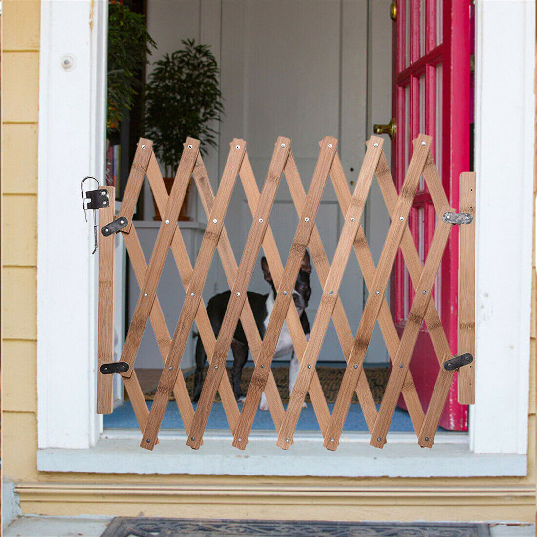 Baby Safety Fence Expanding Portable Wooden Pet Dog Freestanding Trellis Gate UK