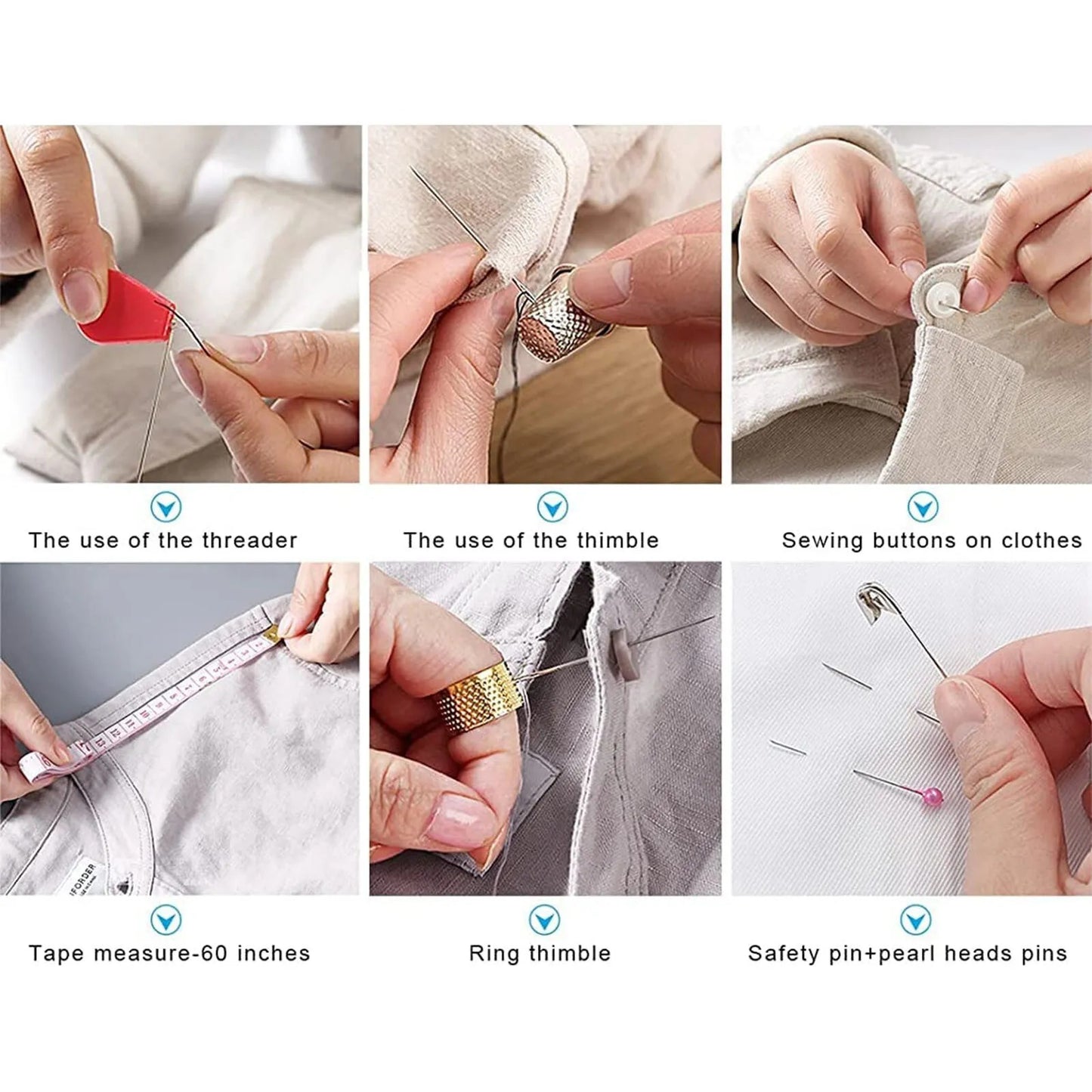 230Pc Large Portable Sewing Kit Home Travel Case Needles Thread Scissors Set Box