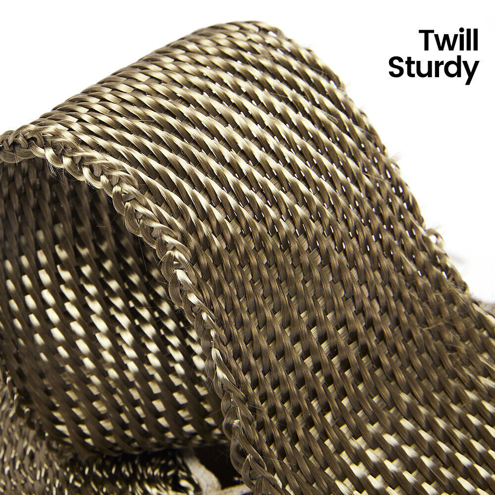 10M Titanium Gold Heat Wrap Tape Exhaust Insulating Downpipe Manifold 10 Ties