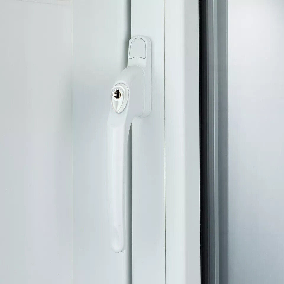 5 Cylinder UPVC Universal Window Handle Straight Lock Espag Double Glazing White