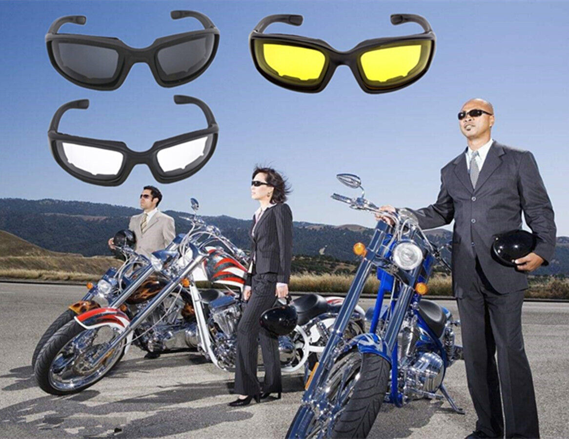 3 Pair Motorcycle Sports Padded Biker Riding Glasses Wind Resistant Sunglasses