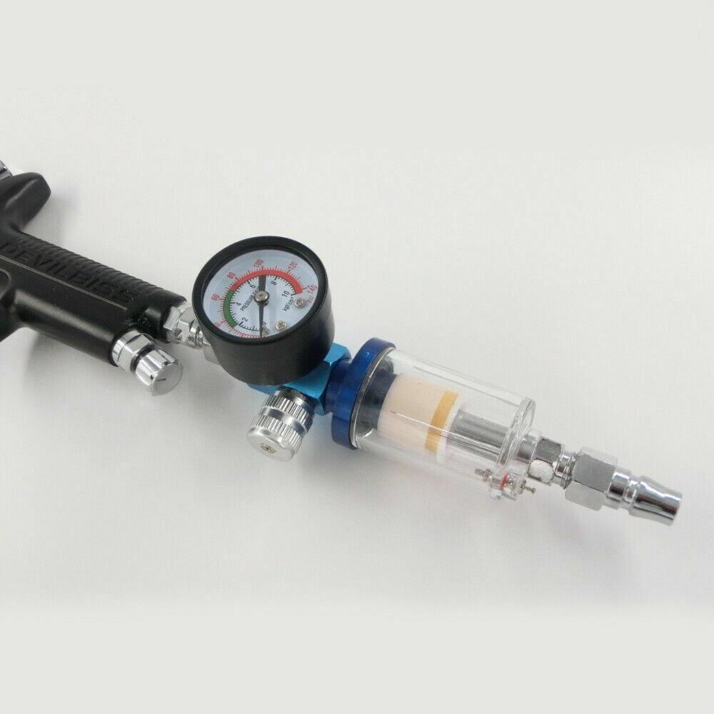 Mini Air Pressure Regulator Gauge Spray Gun & In-Line Water Trap Air Filter