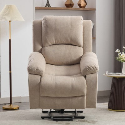 Power Massage Lift Recliner Chair With Heat & Vibration For Elderly, Heavy Duty And Safety Motion Reclining Mechanism Fabric Sofa With Storage Pockets, Cup Holders