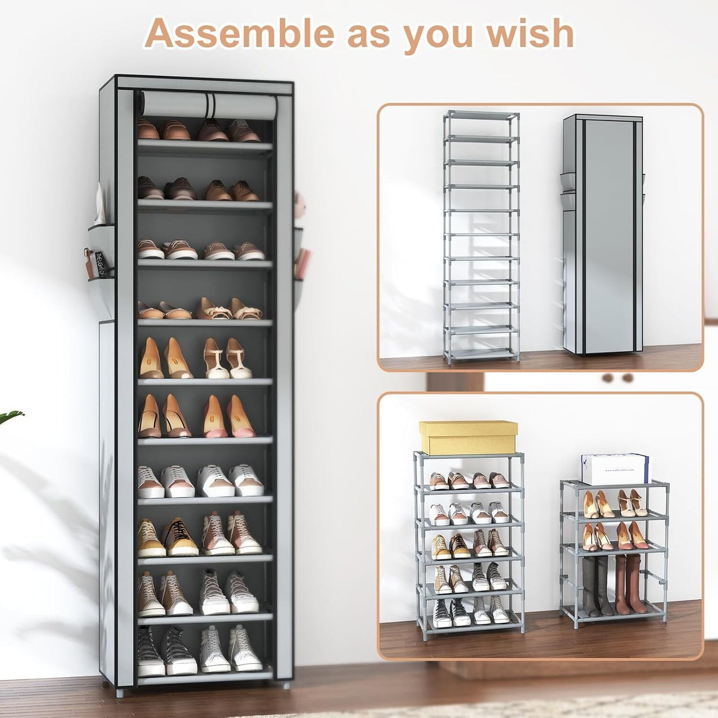 10 Tier Cabinet Storage Black Organiser Shoe Rack Stand Holds 27 Pairs Dustproof