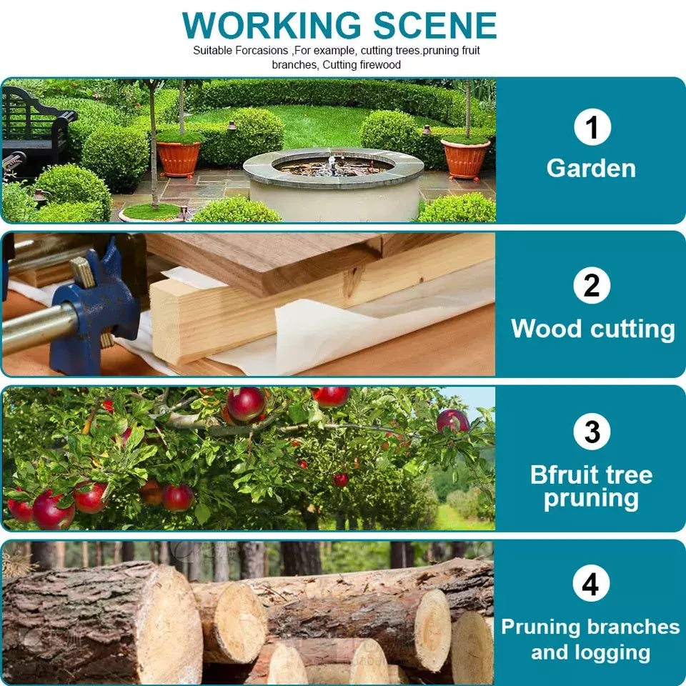 2 Battery 6-8  Mini Cordless Chainsaw Electric One-Hand Saw Wood Cutter