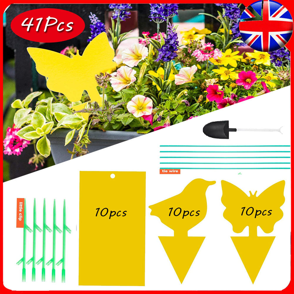 40Pcs Yellow Sticky Fly Trap Paper Fruit Flies Insect Aphids Glue Catcher Bug