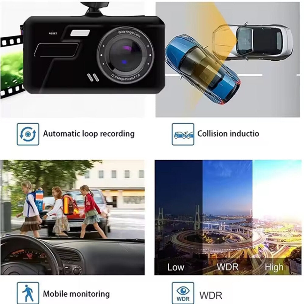 Dashcam Pro DUAL REAR Car Camera  Wide Angle 1080p With 32GB SD Card