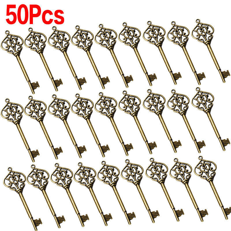 50X Santa Keys Charms Pendants Skeleton Tibetan Silver Large Xmas Charm Pendant