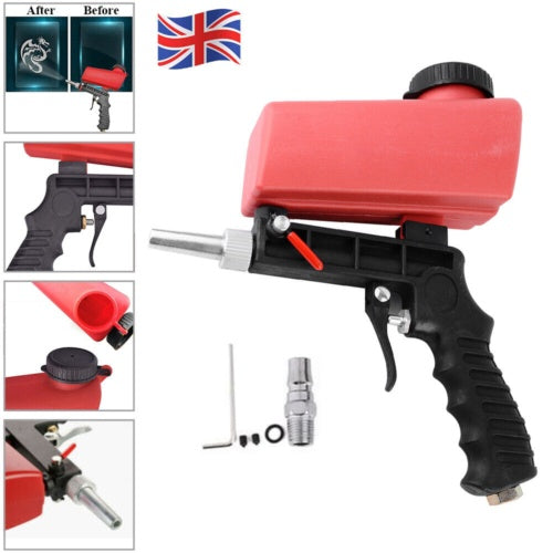 14  Air Portable Sandblasting Gun Hand Held Sand Blaster Shot Media Blasting UK