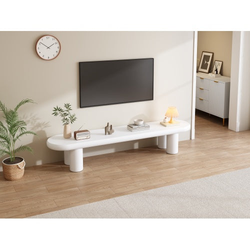 White Painted TV Stand Cabinet For TV Up To 70 Inch, TV Unit TV Console Table, Wooden Entertainment Center For Living Room, Dining Room, Bedroom