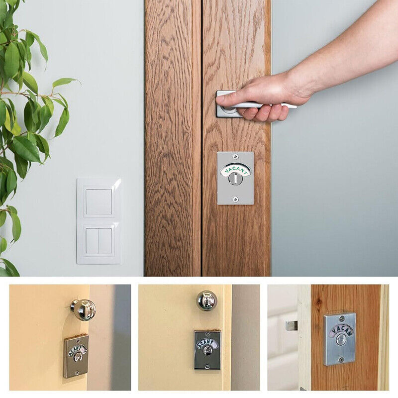 Satin Indicator Bolt Vacant Engaged Bathroom Privacy WC Toilet Lock Satin-Nickel