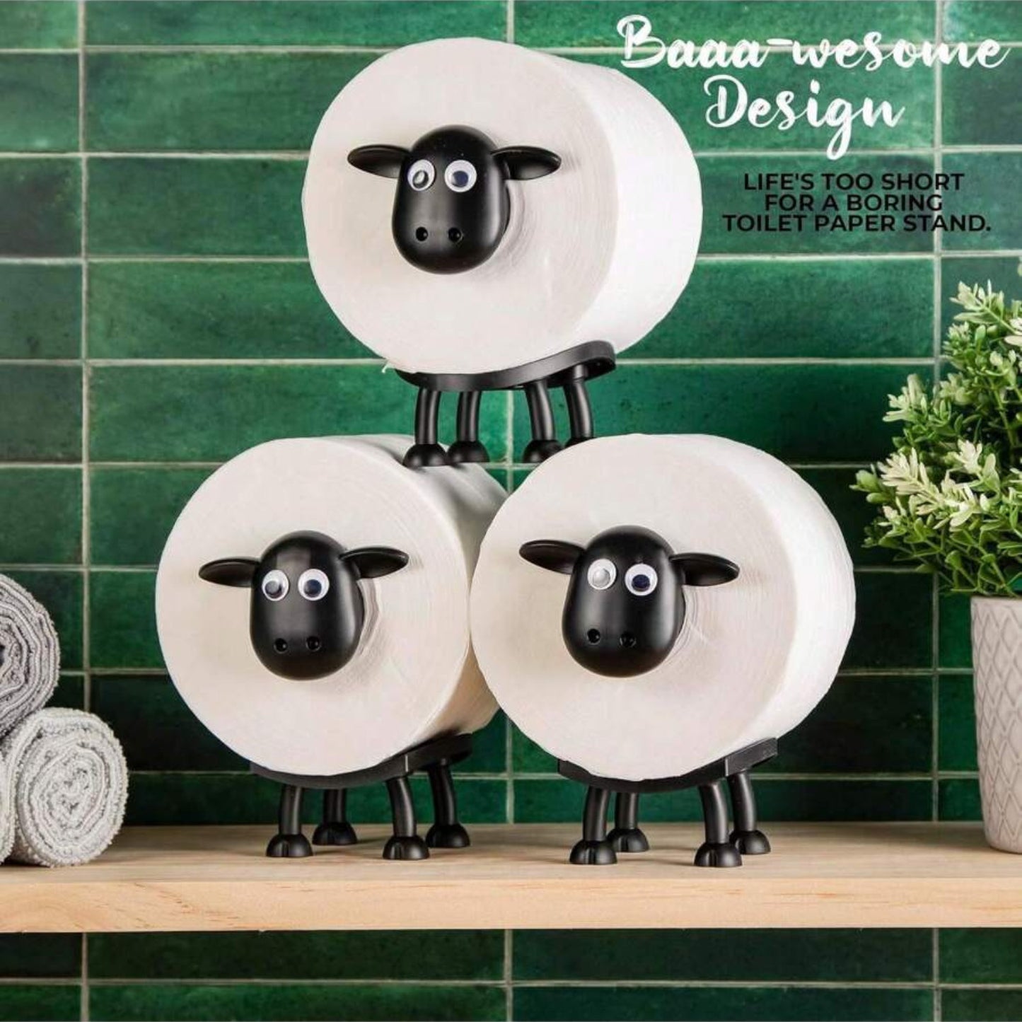 3Pcs FUNNY SHEEP TOILET PAPER HOLDER QUIRKY BATHROOM DECOR LOO ROLL STORAGE New