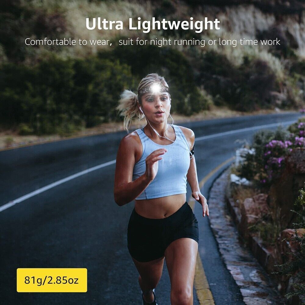 2x Super Bright Waterproof Head Torch Headlight LED USB Rechargeable Headlamp UK