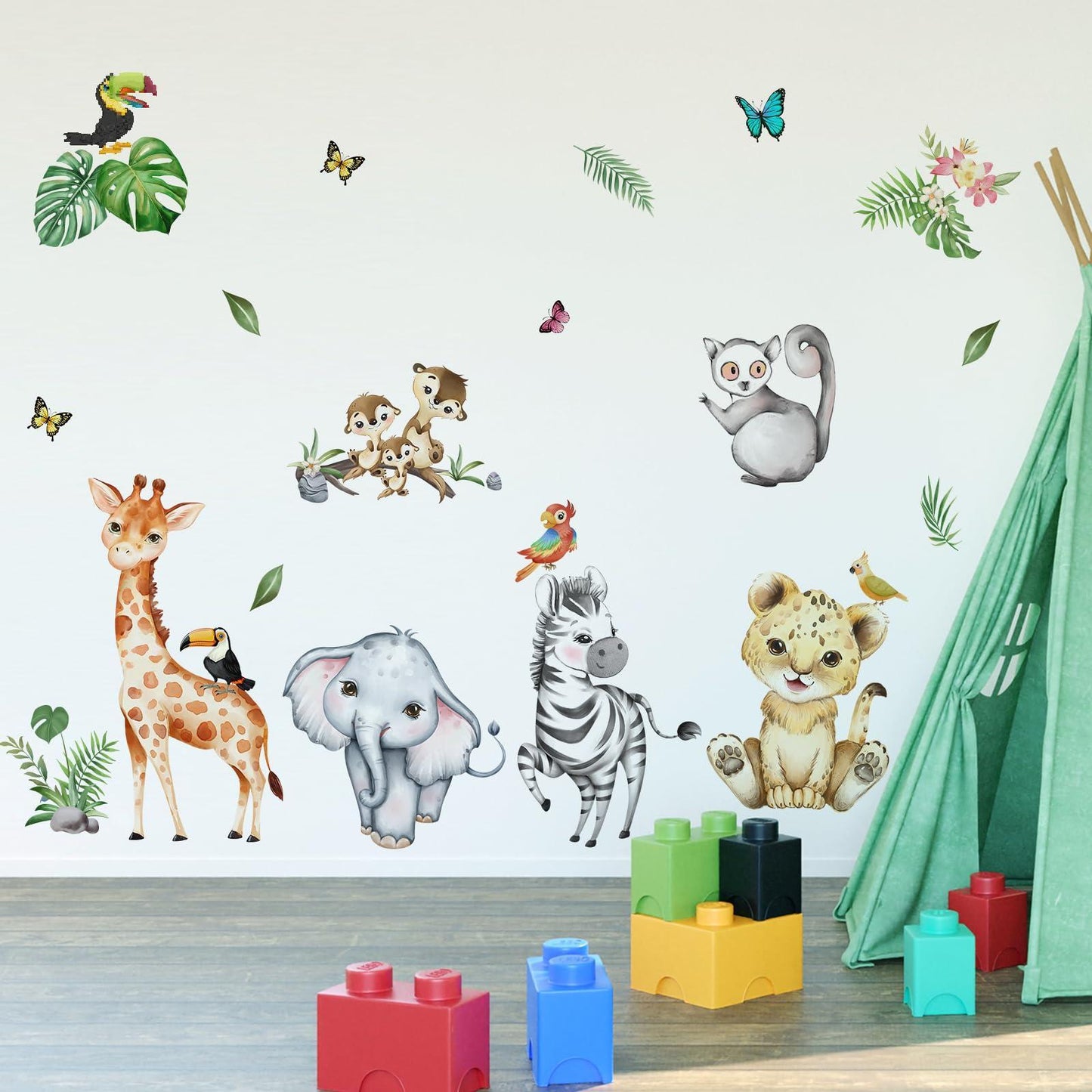 Wall Stickers Decals Animal Jungle Forest Train Kids Room Nursery Decor Peel & Stick