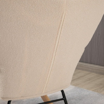 HOMCOM Berber Fleece Nursery Glider Rocker For Nursing, Wingback Rocking Chair For Living Room, Beige