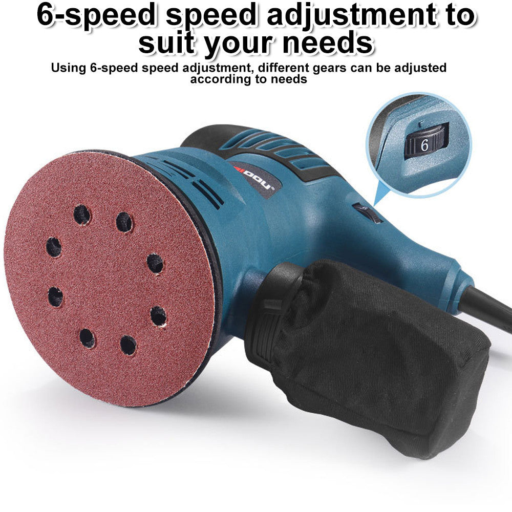 300W ELECTRIC RANDOM ORBITAL SANDER 6 SPEEDS ROTARY PALM CIRCULAR DISC 20x 125mm